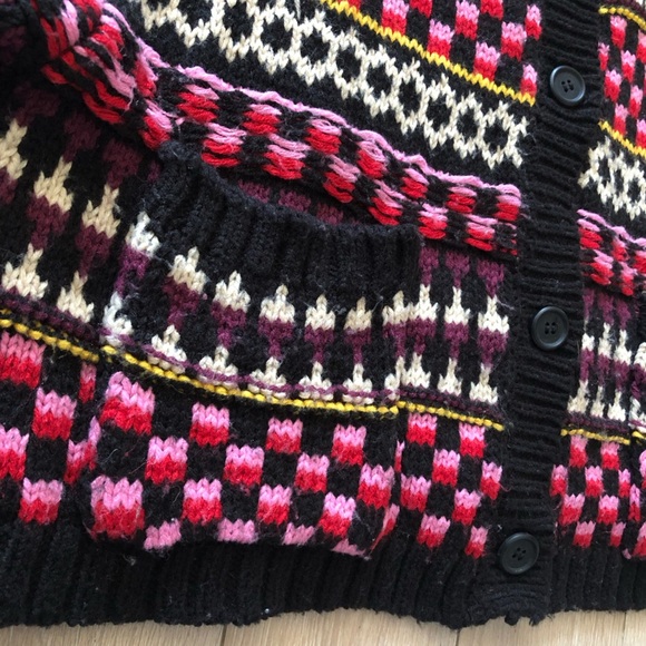 Zara Jacquard Multicolored Cropped Pocket Cardigan Jacket Size L - Picture 7 of 11